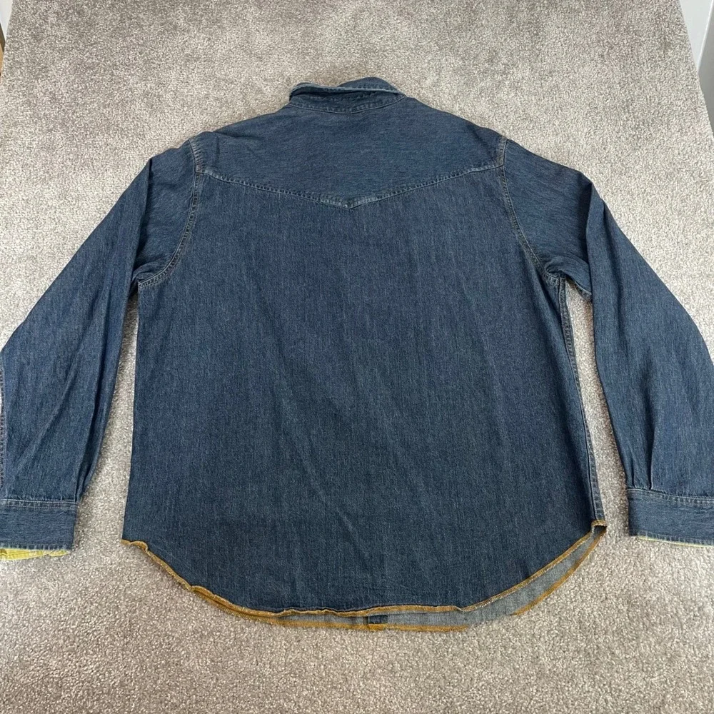 Vintage Levis Denim Shirt Mens Extra Large Jean Western Pearl Snap Paisley